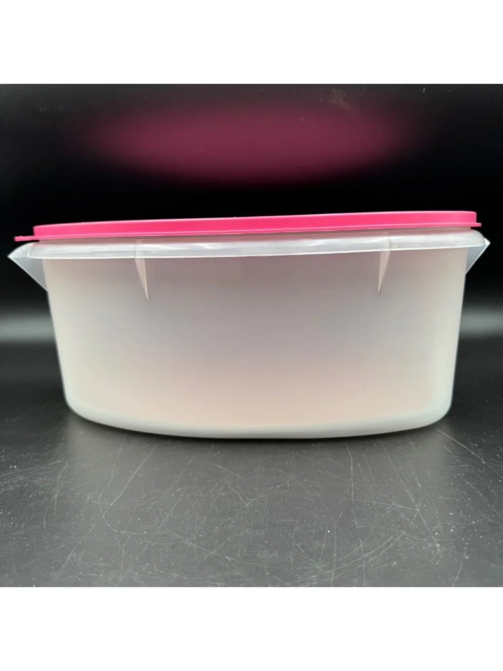 Vintage Tupperware Oval Modular Mate Storage Container With Bright Pink Lid